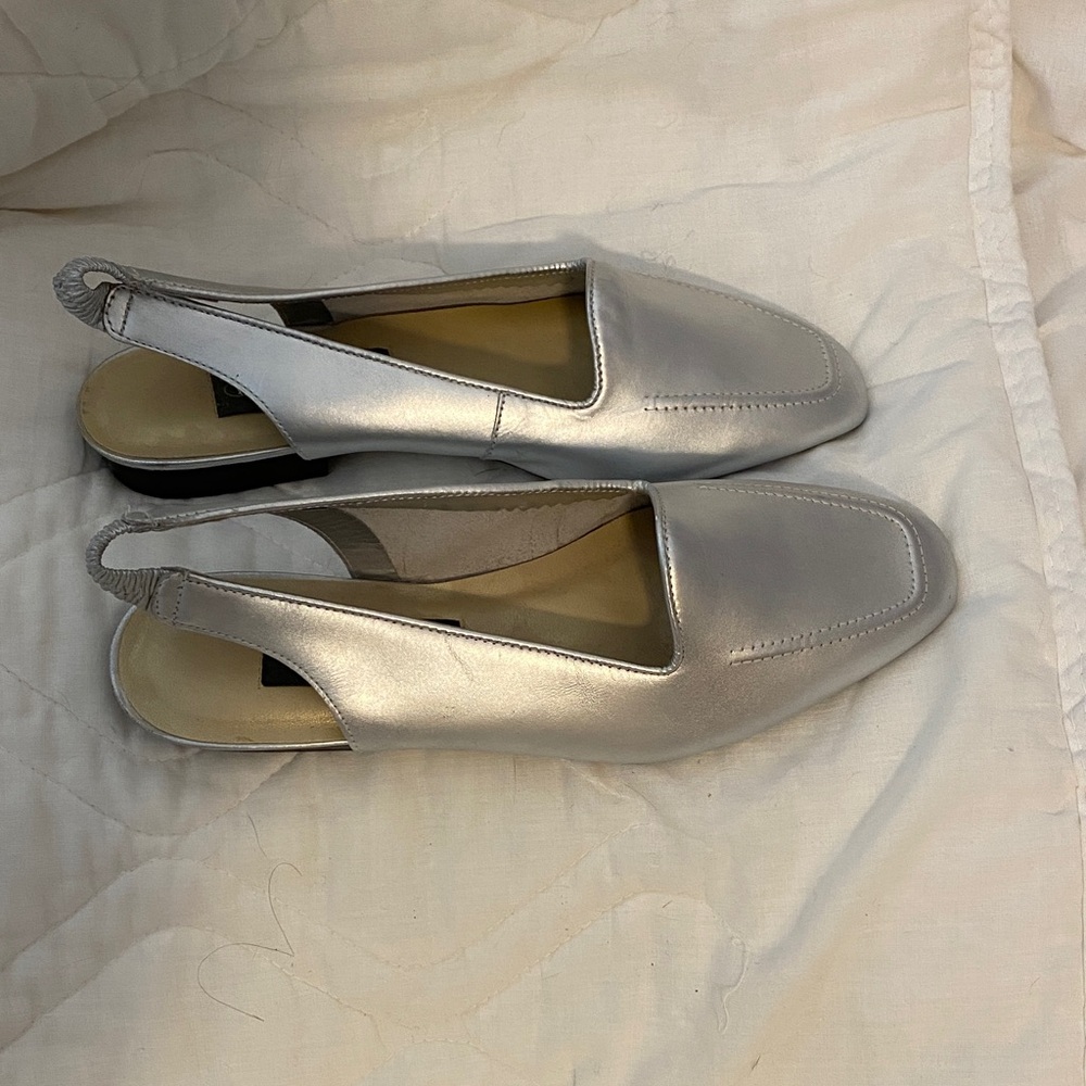 Chic Silver Women's Slingback Loafers
